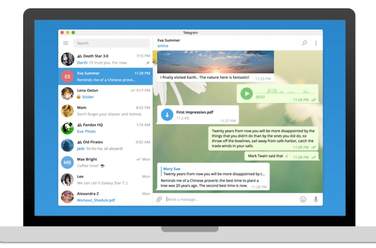 Telegram 纸飞机电报中文版桌面客户端聊天界面
