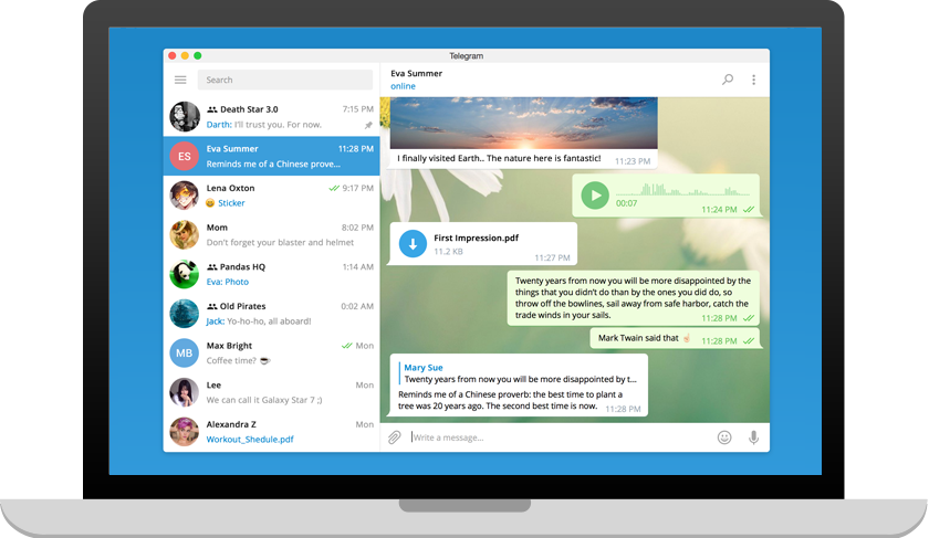 Telegram 电报电脑版桌面客户端聊天界面预览